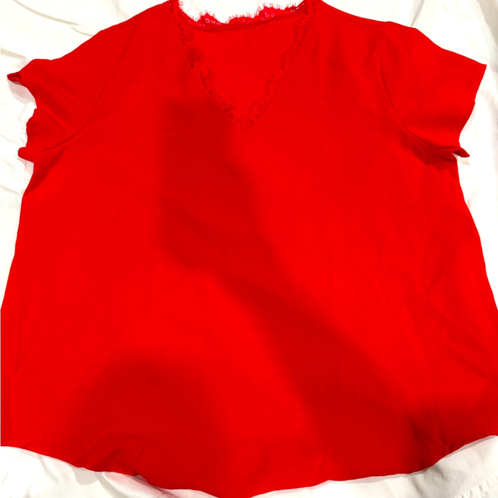 Boutique, red and black lace top